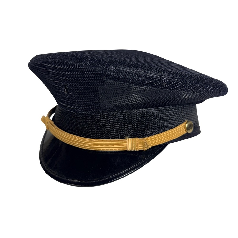 Mesh Mariner Hat Cap Fitted Mens One Size Black Breathable Uniform Workwear - Picture 1 of 9